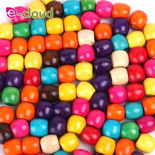 100Pcs 7mm Inner Hole Multi Color Round Wood Hair Beads Crochet Dreadlock Braid Hair Cuff Clip Headwear Accessories Random Color