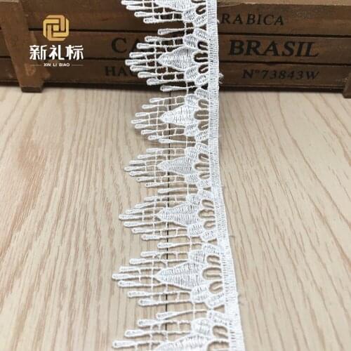15yards White Polyester Tassel Lace Trim Wedding Embroidered Dress Headwear DIY Handmade Patchwork Ribbon Sewing Supplies Crafts