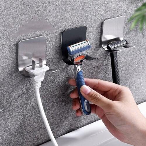 2 Pcs Punch Free Razor Holder Storage Hook Wall Men Shaving Shaver Shelf Bathroom Razor Rack Wall Bathroom Accessories