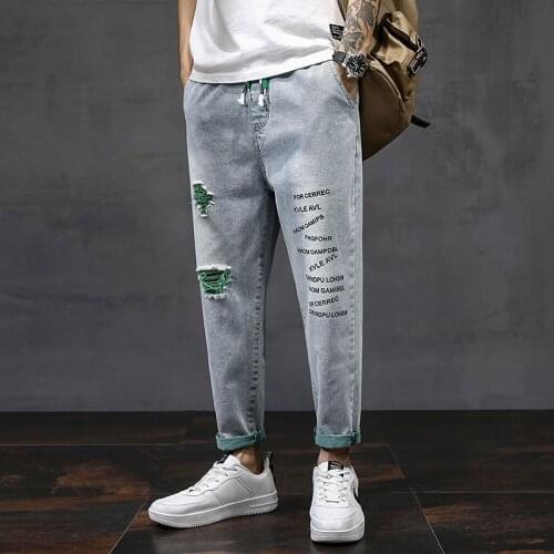 2021 Summer Harem slim Jeans Men Stretched Denim Pants Streetwear Black Joggers Men Casual Baggy Jeans Trousers Plus size 27-36