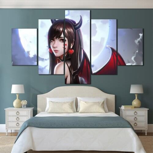 5 Pieces HD Canvas Painting Print Anime Beautiful Girl Picture For Modern Decorative Bedroom Living Room Home Wall Art Decor