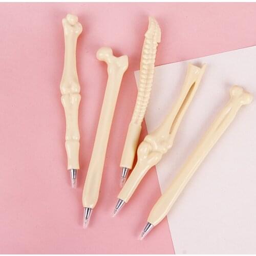 5Pcs High Quality Bone Shape Ballpoint Pen Novelty 0.7mm Ink Refill Writing Ball Pens School Office Stationery Supplies
