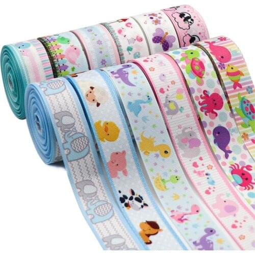 5 Yards 1" 25MM Animal Baby Printed Ribbon For Hair Bows DIY Crafts Handmade Accessories Y2021020302