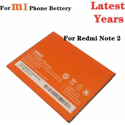 2pcs High Quality BM45 Battery For Xiaomi Redmi Note 2 note2 Phone Replacement Bateria 3060mAh High Capacity Genuine Batteries