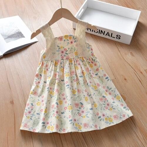 Childrens Vest Suspender Skirt Korean Style Western Style 2021 New Girls' Dress Summer Baby Sleeveless Floral Skirt