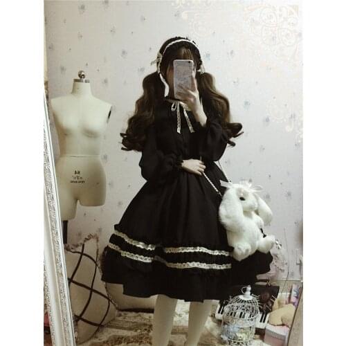 Homemade Victorian Medieval Lolita Lolita Soft Girl Retro Temperament Long Sleeve Op Dress
