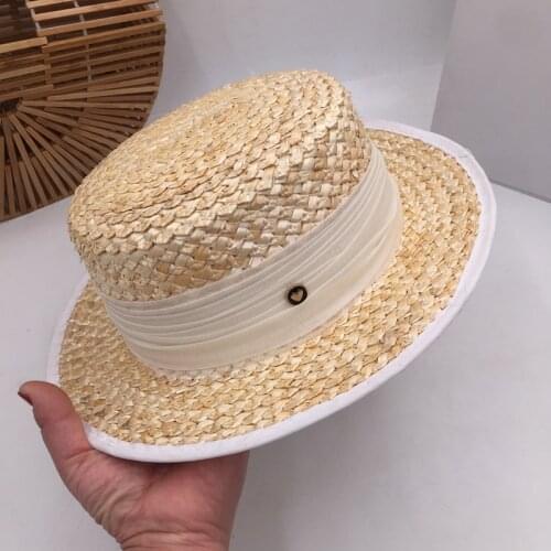 Fedora Summer in Europe and the natural straw flat-topped sunscreen beach holiday by the sea sun hat