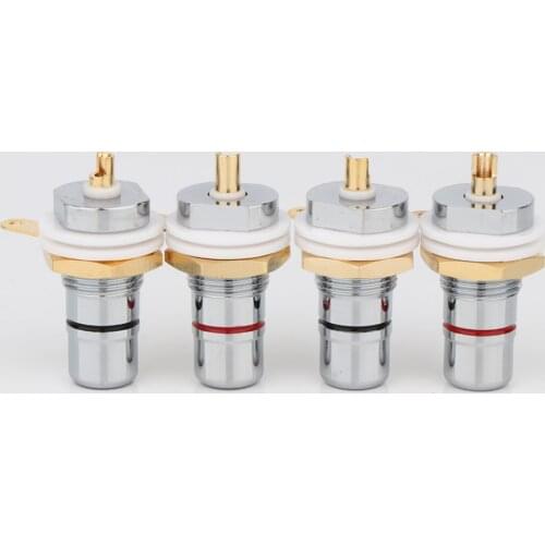 8pcs Preffair RS3005 Gold+Rhodium Plated Amplifier RCA Socket Female RCA Jack Socket Connector