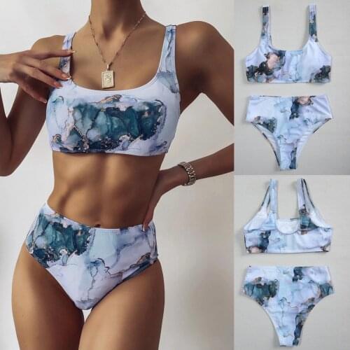 Tie-Dye Bikini Set Sexy Women Bikini Push Up Swimwear High Cut Hight Waist Halter Bikini Two Piece Swimsuit Biquini Ropa Mujer