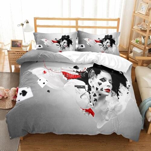 3D Playing Cards Bedding Set Printed Fashion Duvet Cover Set Black Bedclothes With Pillowcase Bed Set Decor Adults Home Textiles
