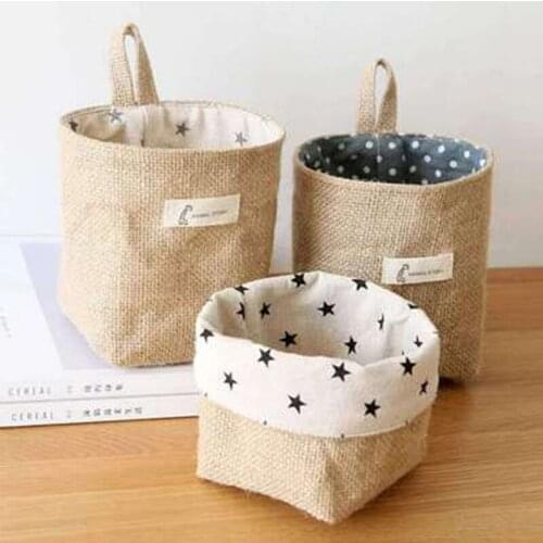 Creative Storage Bag Hanging on The Wall Behind The Door Tabletop Sundries Jute Storage Bag