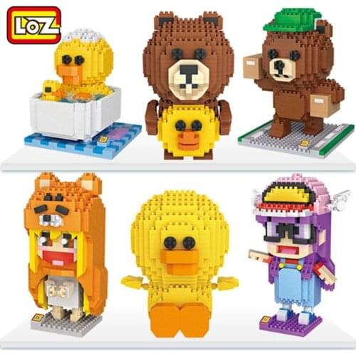 LOZ Diamond Blocks Unicorn Anime Action Figure Cartoon Animal Pink Panther Flamingo Educational Bricks DIY Toys for Children