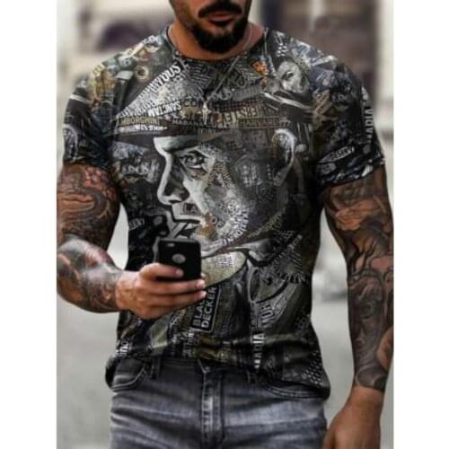 2021 Summer Mens Retro Print 3D Printed T-shirt Skull Skull Printed O-Neck Shirt Fashion Street Cool Style