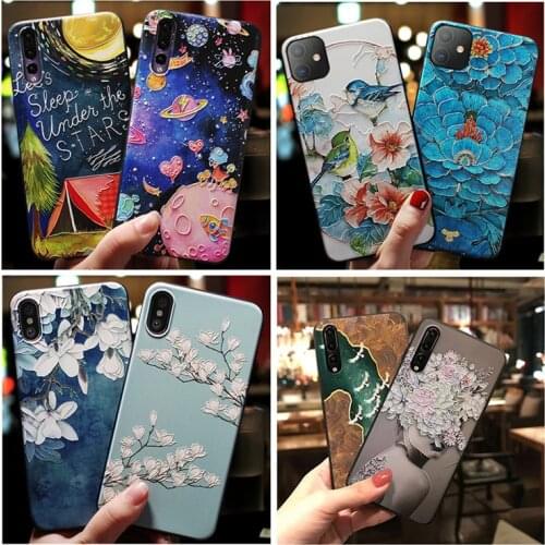 3D Emboss Soft TPU Phone Case For iPhone 12 Pro mini XR XS Max X 7 8 6 6S Plus SE 2020 Cover For iPhone 11 Pro Case Flower Funda