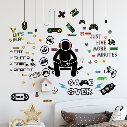 Game handle wall sticker self adhesive graffiti self adhesive wallpaper Gamer wall sticker for boys' bedroom