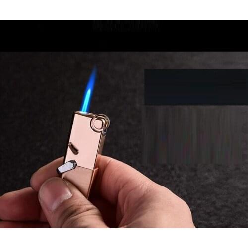 Small and delicate windproof inflator gas lighter, creative slim personality gift