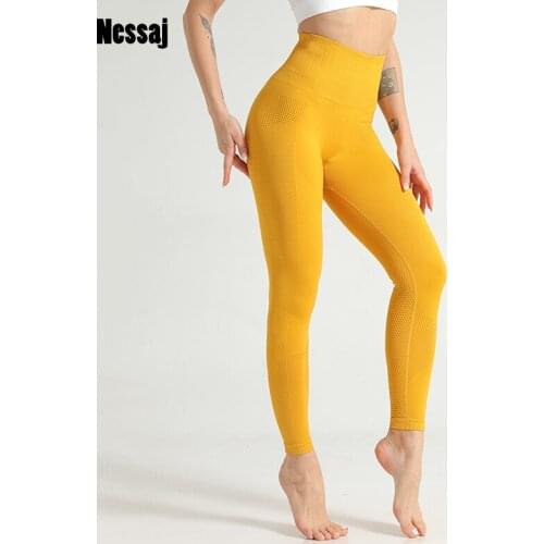 Nessaj Women Energy Seamless Leggings Solid Fitness Running Pant High Waist Tummy Control Push Up Fitness Leggings