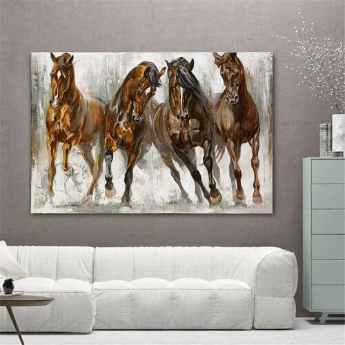 Nordic Home Art Wall Decoration Prints Oil Painting Animal Horse Painting Print Frameless Canvas Poster Wall Painting Decoration