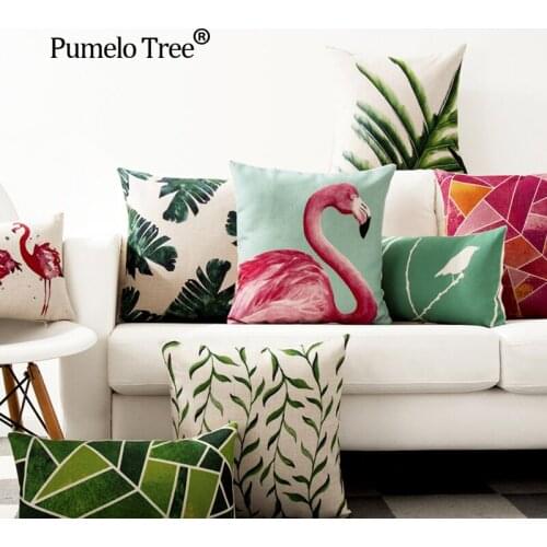 Nordic wind Tropical plants Cushion Cover Nordic Pillow Case Flamingo Geometry For Pillow Cover Linen Sofa Home Decorative