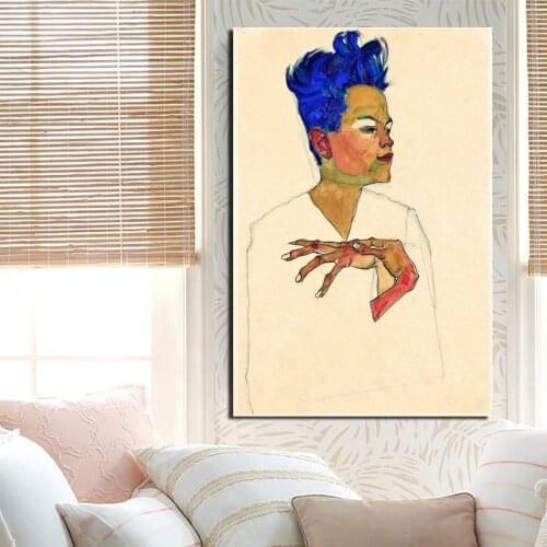 Egon Schiele Self Portrait Wallpaper Canvas Painting Print Living Room Home Decor Modern Wall Art Oil Painting Poster Pictures