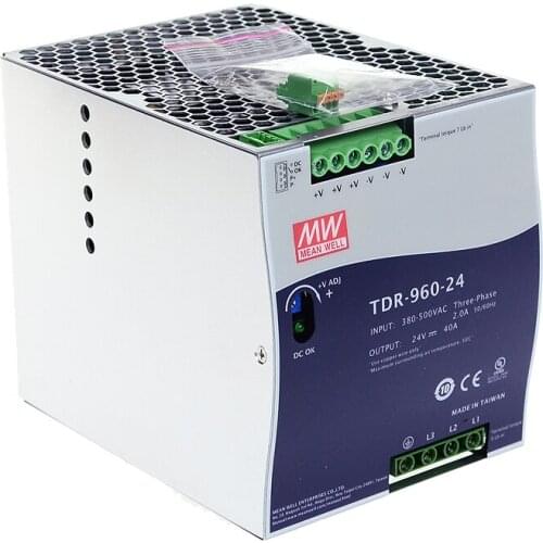 Original Mean Well TDR-960 series meanwell DC 24V 48V 960W Three Phase Industrial DIN Rail with PFC Function Power Supply