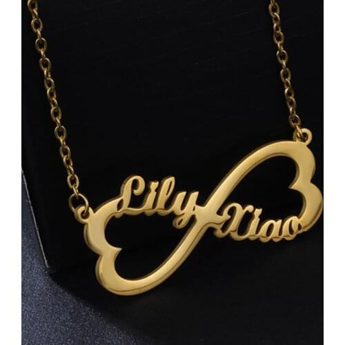 Custom Name Necklace & Pendant Stainless Steel Infinity Heart Personalized Name Necklaces for Women Girls