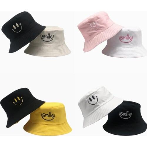Cap double-sided bucket hat smiley unisex fashion bob hat hip hop goro mens summer hat