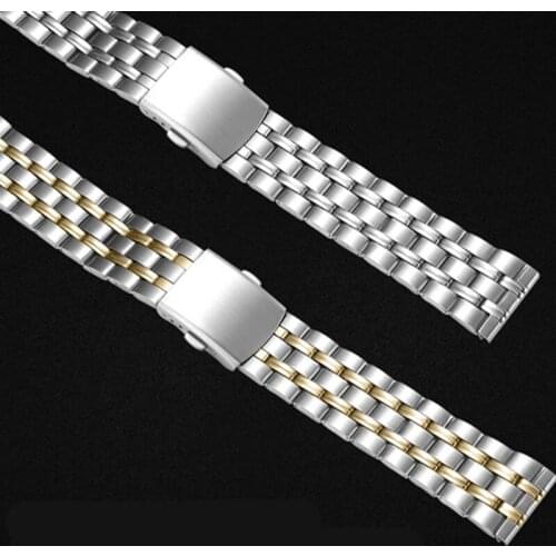 Stainless Steel Strap Suitable for 20mm 22mm Smart Watches Accessories Folding Clasp Replacement Strap High Quality Five-Ball