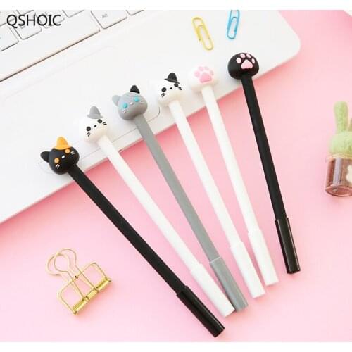 42 Pcs/Lot Kawaii Cat Pen Cute Claw Gel Pens 0.5mm Ballpoint Black Color Lovely Kitties Stationery Office School Supplies