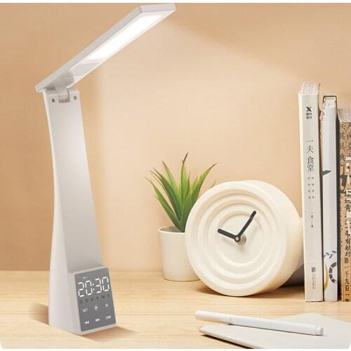 Soleeanre Bluetooth-compatible Speaker desk lamp Alarm clock Speakers temperature check Mobile phone holder Support time display