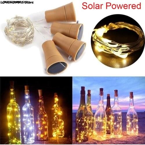 Solar Powered Wine Bottle Cork Festival Outdoor Light Garland Lights Outdoor Fairy Light 1M/2M Shaped LED Copper Wire String