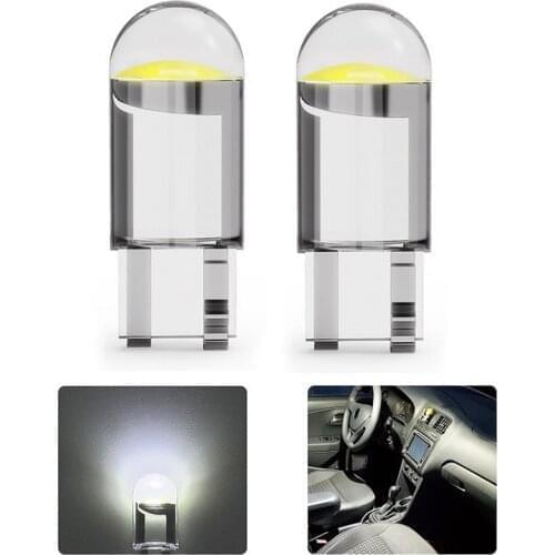 1PCS W5W 194 T10 LED Glass Housing Cob Car Bulb 6000K White Green Blue Red Wedge License Plate Lamp Dome Light