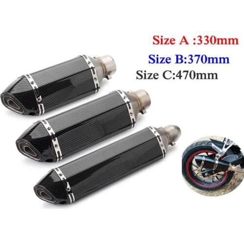 Universal Motorcycle Exhaust Muffler Tips 310mm/370mm/470mm Stainless Steel Scooter Muffler Tail Pipe Slip On Modified Lengthen