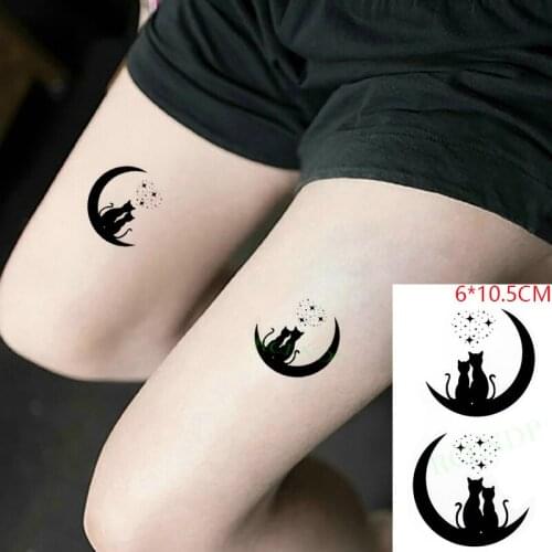 Waterproof Temporary Tattoo Sticker ins Black cat star moon love cute Body Art flash tatoo fake tatto for Women Men