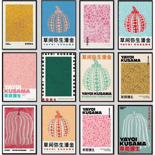 Yayoi Kusama Exhibition Posters and Print Japanese Artist Art Painting Canvas Picture Abstract Modern Museum For Home Wall Decor