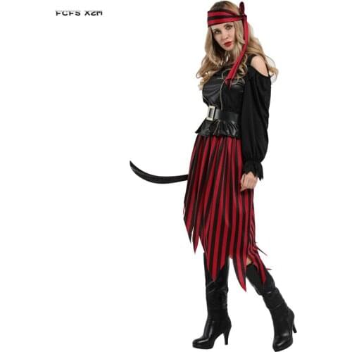 Women Halloween Pirate costumes Female warrior Cosplays Carnival Purim stage play Masquerade Nightclub Bar Role play party dress