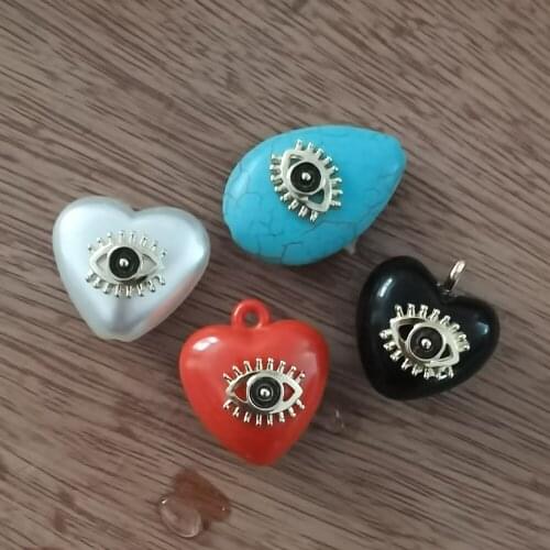 Women DIY Jewelry Making Hanging Accessories beaded love heart with evil eye pendant charm earring necklace bracelet making