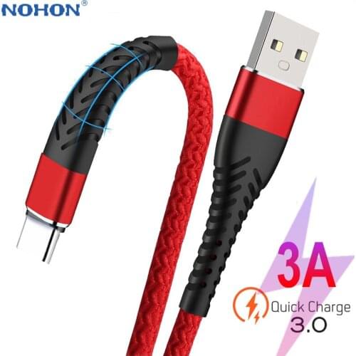 1M 2M 3M USB C Charger Data Cable For Samsung S9 S10 Xiaomi 9 Note 7 8 10 K20 Pro Type C USBC TypeC Quick Charge Cord Phone Wire