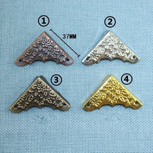 Vintage Iron Triangle Corner Wooden Box Corners Furniture Protector Decor For Wooden Box Pattern Carved Protectors,37mm,1PC