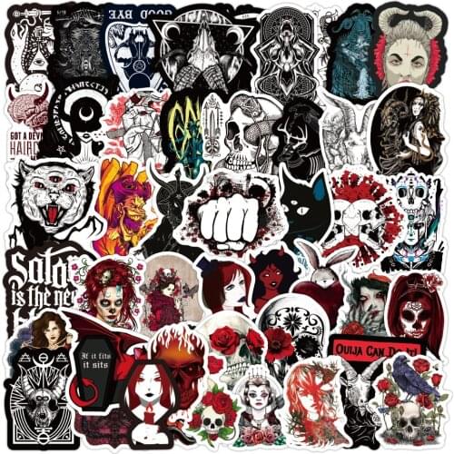100pcs New Gothic Style Horror Devil Witch Graffiti Stickers For Stationery Laptop Guitar Suitcase Phone Skateboard Car Decals