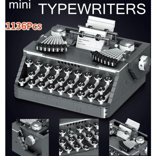 1136 Pcs Typewriters Building Blocks Diy Classic Retro Typewriter Model Mini Bricks Educational Toys for Children Gifts