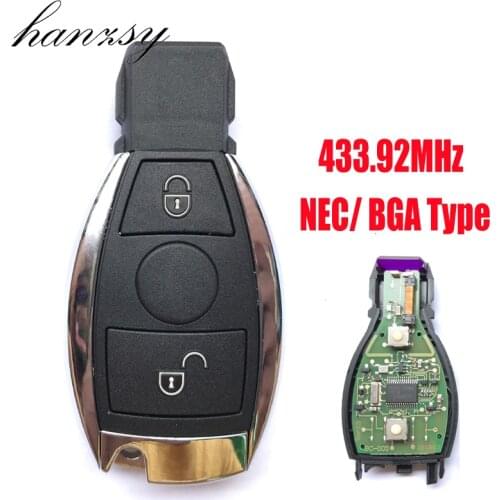 2 button 433.92MHz Smart Remote Key For Mercedes BENZ 2000+ NEC and BGA Complete Car Remote Control Key Uncut blade