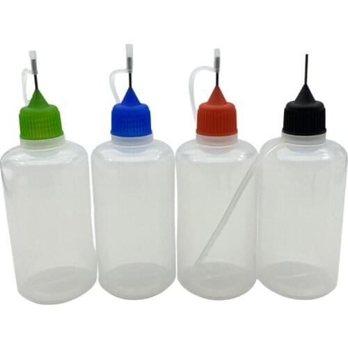 20pcs Empty 50ml PE Dropper Bottle Soft Plastic Bottles With Metal Needle Colorful Cap E liquid Bottle
