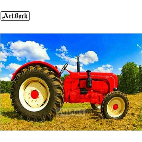 5d diy diamond painting farm tractor landscape full square car diamond mosaic 3d diamond embroidery sticker decoration