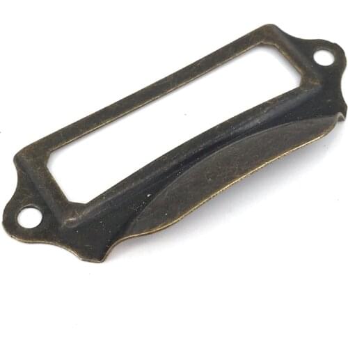 69*29mm Library Label Drawer Pull Small Antique Bronze Tag Label Holder Iron Metal Label Pull Frame File Name Card Holder