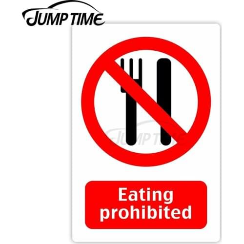 Jump Time 13 x 4.6cm Car Sticker Eating Prohibited Decals Warning Business Bulding Wiper Waterproof Vinyl Car Accessories