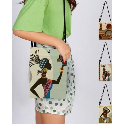 Personalized Mini Messenger Bag Retro African Women Afro Girls Print Crossbody Bags School Bags Kids Bookbag Small Shoulder Flap