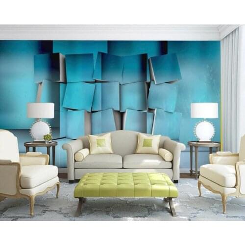 Personality three-dimensional geometry 3D square living room large background wall decoration wallpaper murals
