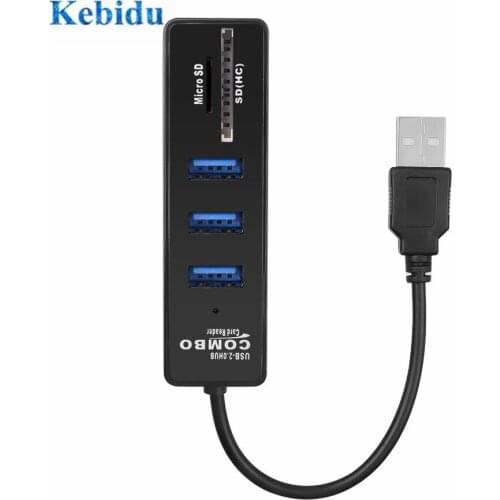 KEBIDU Multi USB 2.0 Hub USB Splitter High Speed 3Ports USB HUB 2.0 TF SD Card Reader All In One For PC Computer Accessories