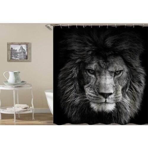 Classic Modern Lion Face Shower Curtain Lions Waterproof Bathroom Curtains Funny Cool Wild Animal Washable Curtain Home Gifts